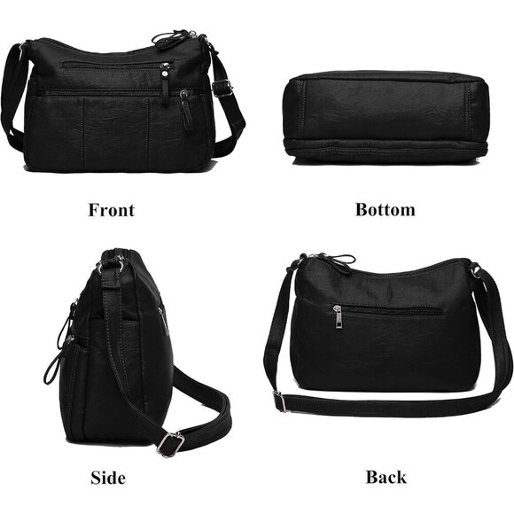 🆕 Volganik Rock PU Leather Shoulder Bag Women Black Soft Pocketbooks Purse - Picture 3 of 6